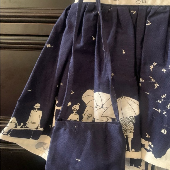 Poppy Navy Dress with White Whimsical Patterns - Picture 5 of 6